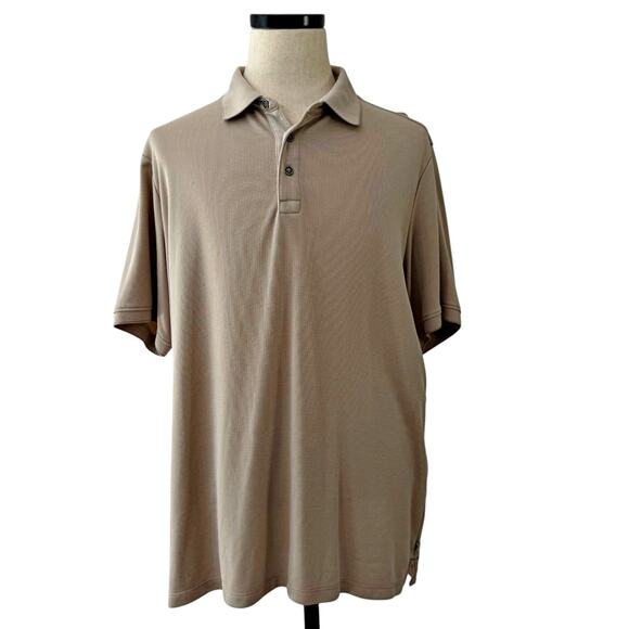 Tommy Bahama Lot (2) S/S Summer Polos Green Print & Tan Shirts XL X-Large - Picture 4 of 13